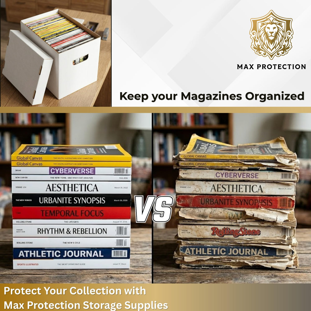Max Protection Magazine Storage Boxes with Lids - Heavy Duty, 3 Pack