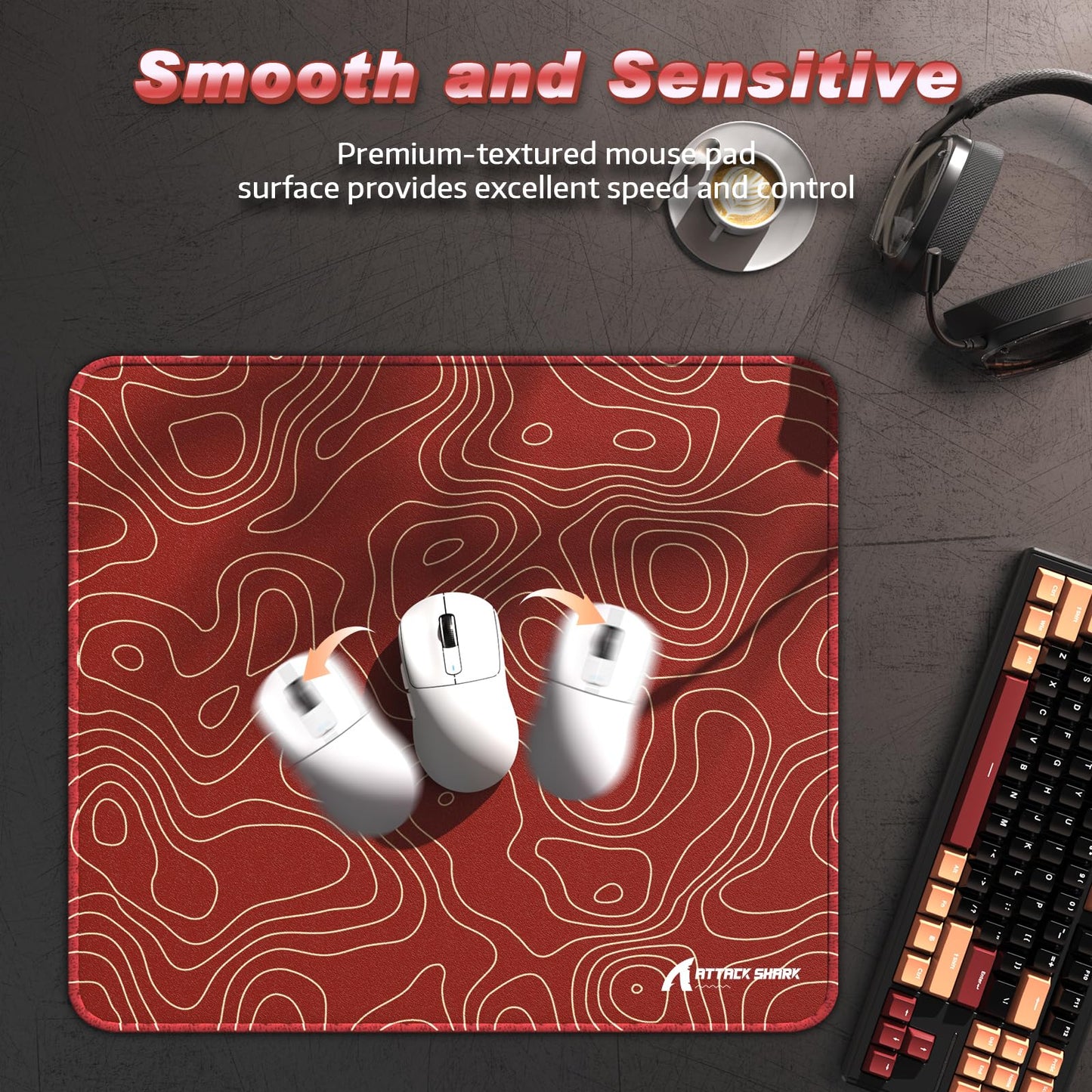 ATTACK SHARK CM02 Gaming Mouse Pad for Esports Speed Large Mouse mats for Desk Waterproof Surface