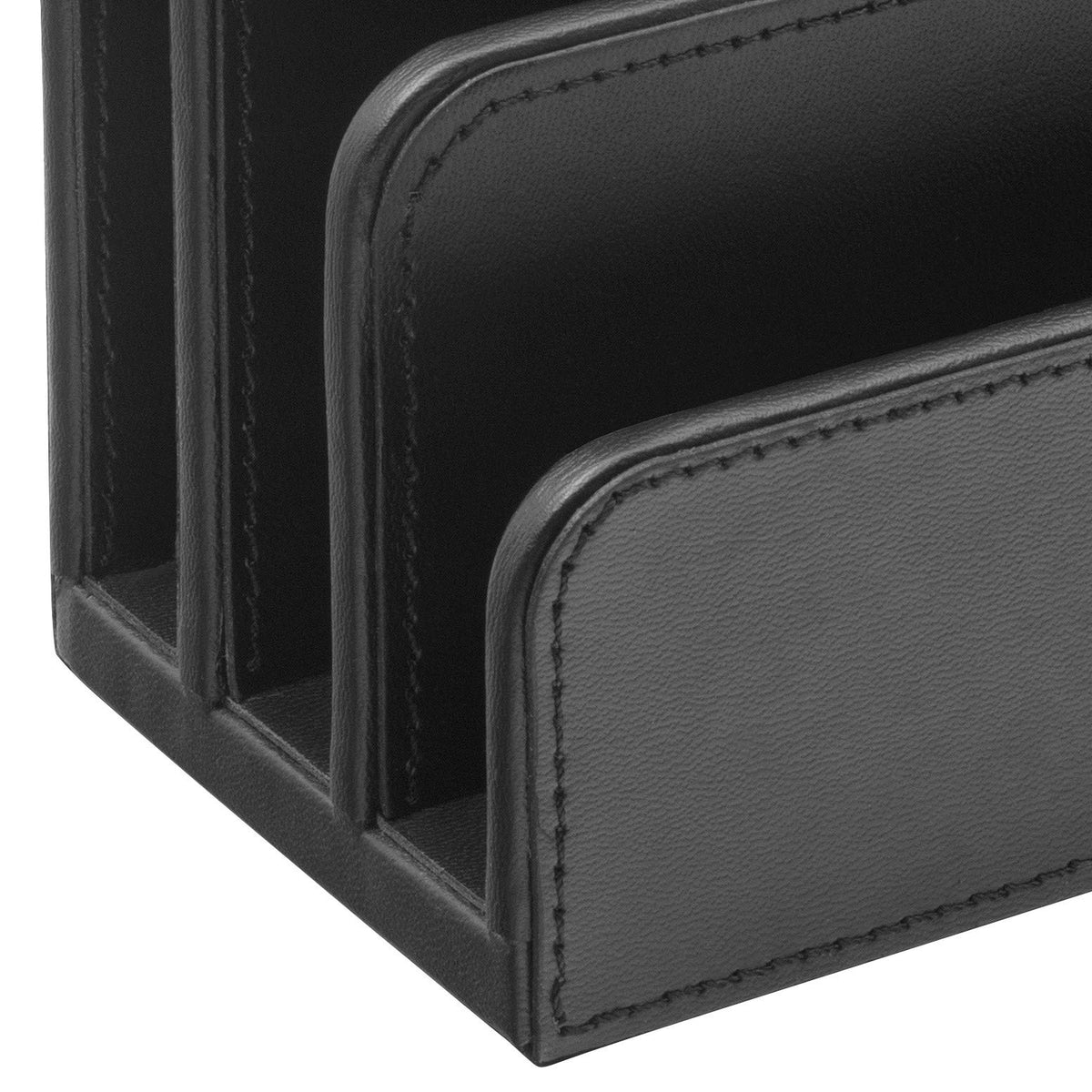 OSCO Black Faux Leather Letter Holder | Mail Sorter | Post Rack | Envelope Organiser | Document
