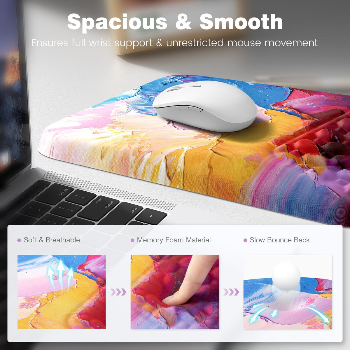 Ospelelf Mouse Pad with Wrist Rest Ergonomic Comfortable Pain Relief Mousepad Wrist Support for