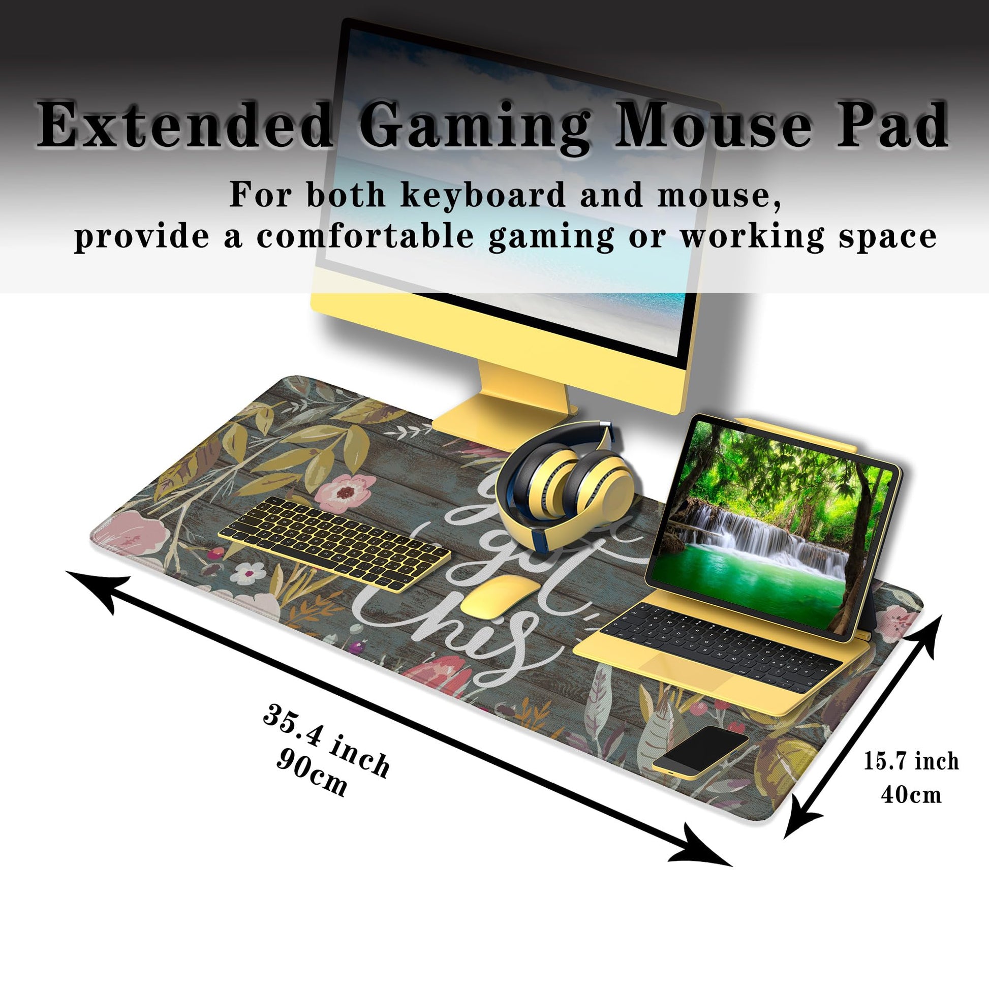 Samgula Computer Mats Floral Work Desk Mat Gaming Mouse Pad Large Mousepads Table Extender