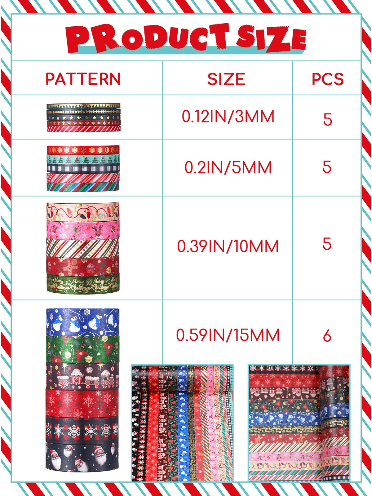 Outus 21 Rolls Christmas Gold Foil Holiday Washi Tape Decorative, Classic