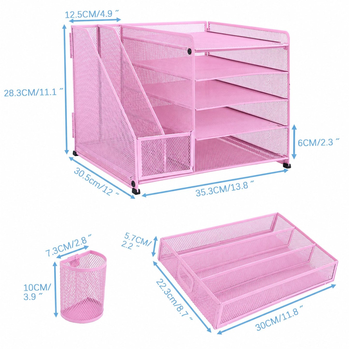 ideallife Desk Organizers and Accessories with File Holder, 5-Tier Paper Letter Tray Organiser with