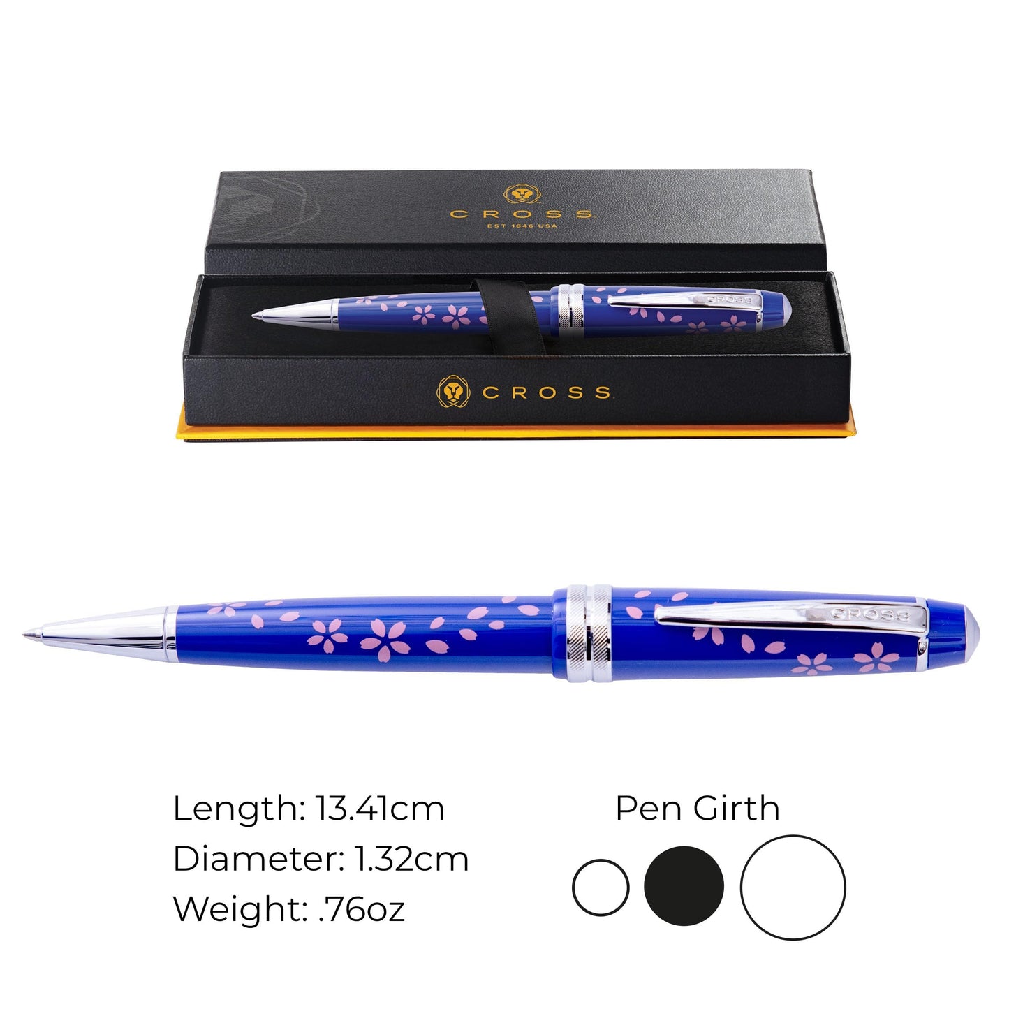 Cross Bailey Light Cherry Blossom Blue Ballpoint Pen, Black Ink