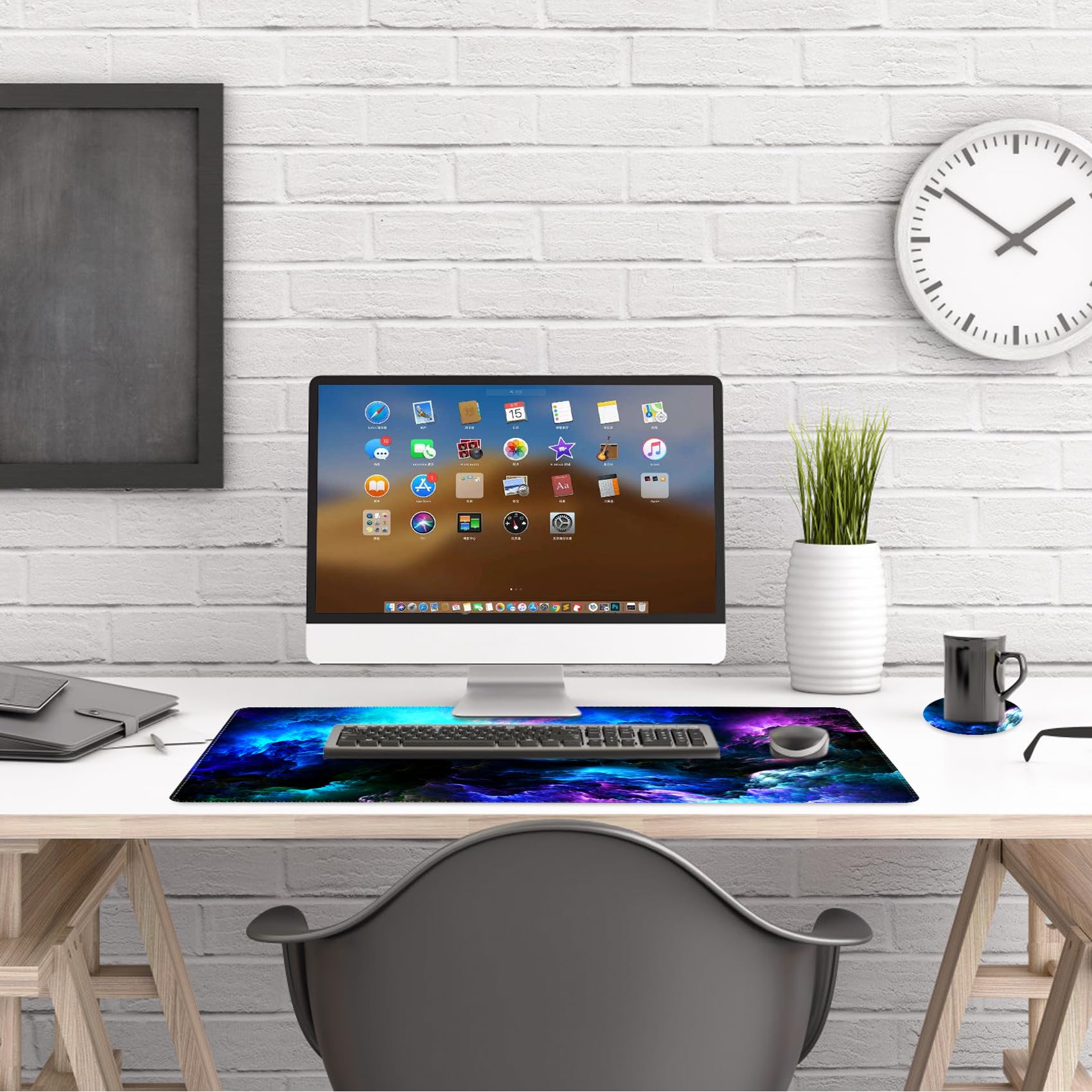 AIMSA Extended Gaming Mouse Pad Desk Mat, Large Mousepad with Stitched Edges (35x15.7 in), Keyboard