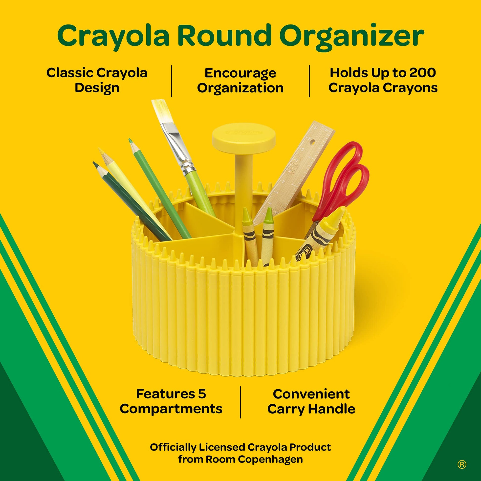 Crayola Round Storage Organizer - Creative Kids Desk Organizer With 5 Sections For Storing Pens