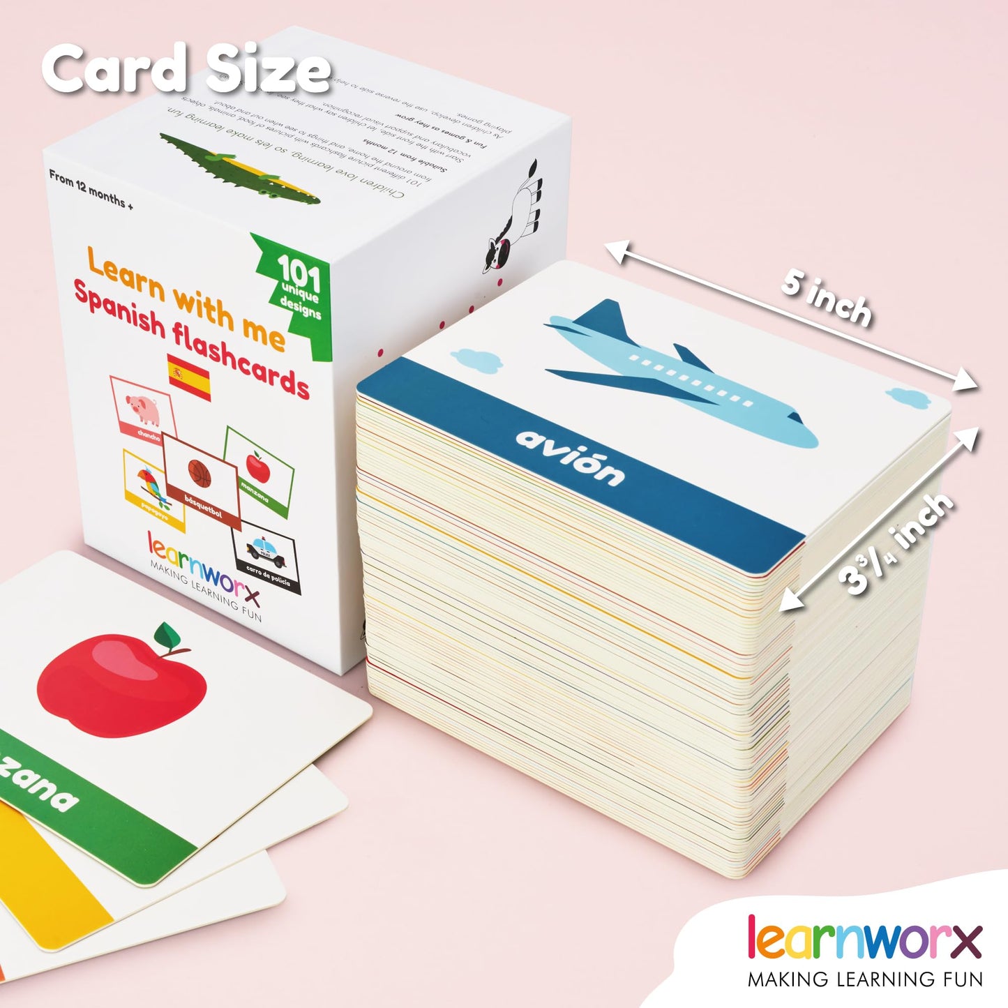 Spanish Flash Cards for Kids & Toddlers - 101 Cards - 202 Sides - Learn with Me - Objects, Numbers