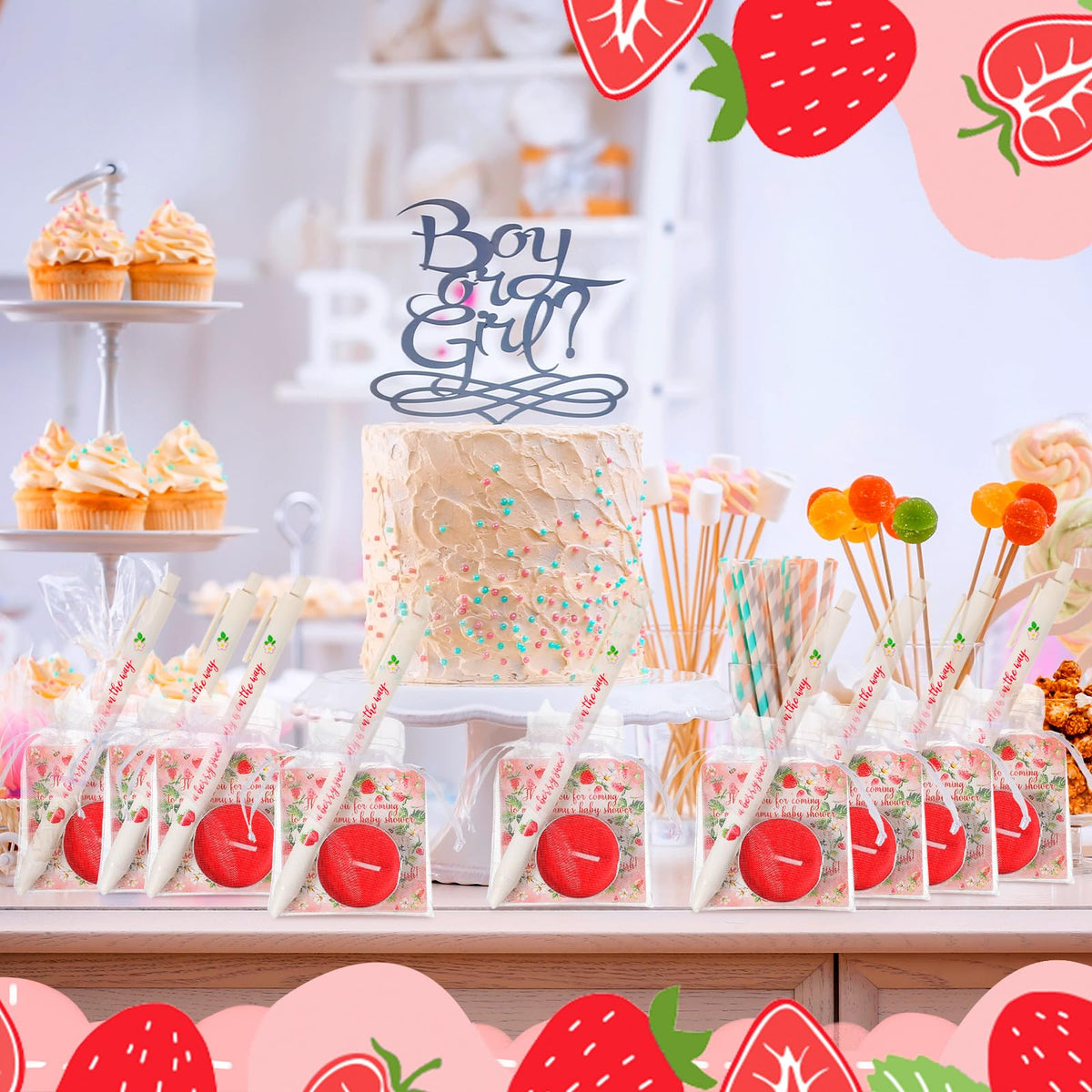 Qilery 200 Pcs Sweet Strawberry Baby Shower Favors for Guests
