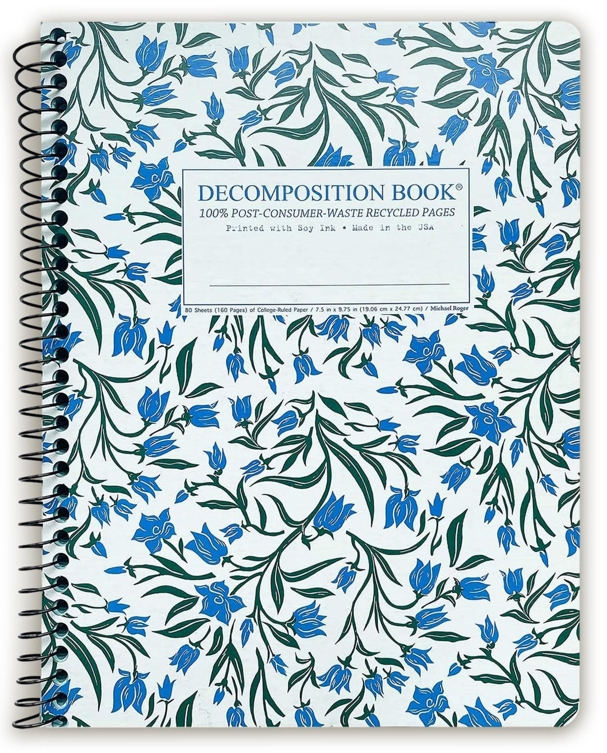 Decomposition Bluebells College Ruled Spiral Notebooks – 9.75 x 7.5 Journal with 160 Lined Pages