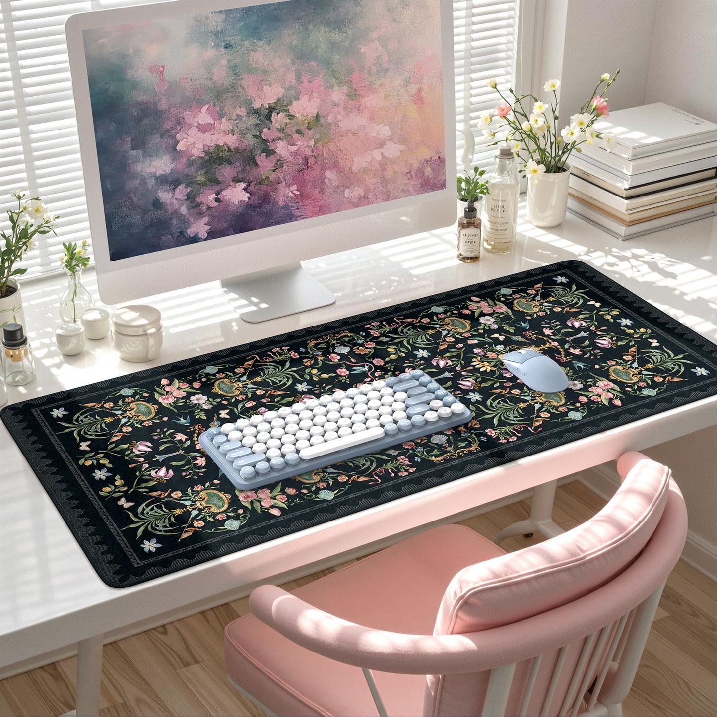 HAOCOO Black Desk Mat, 35.4" x 15.7" Computer Pad for Office Work Home