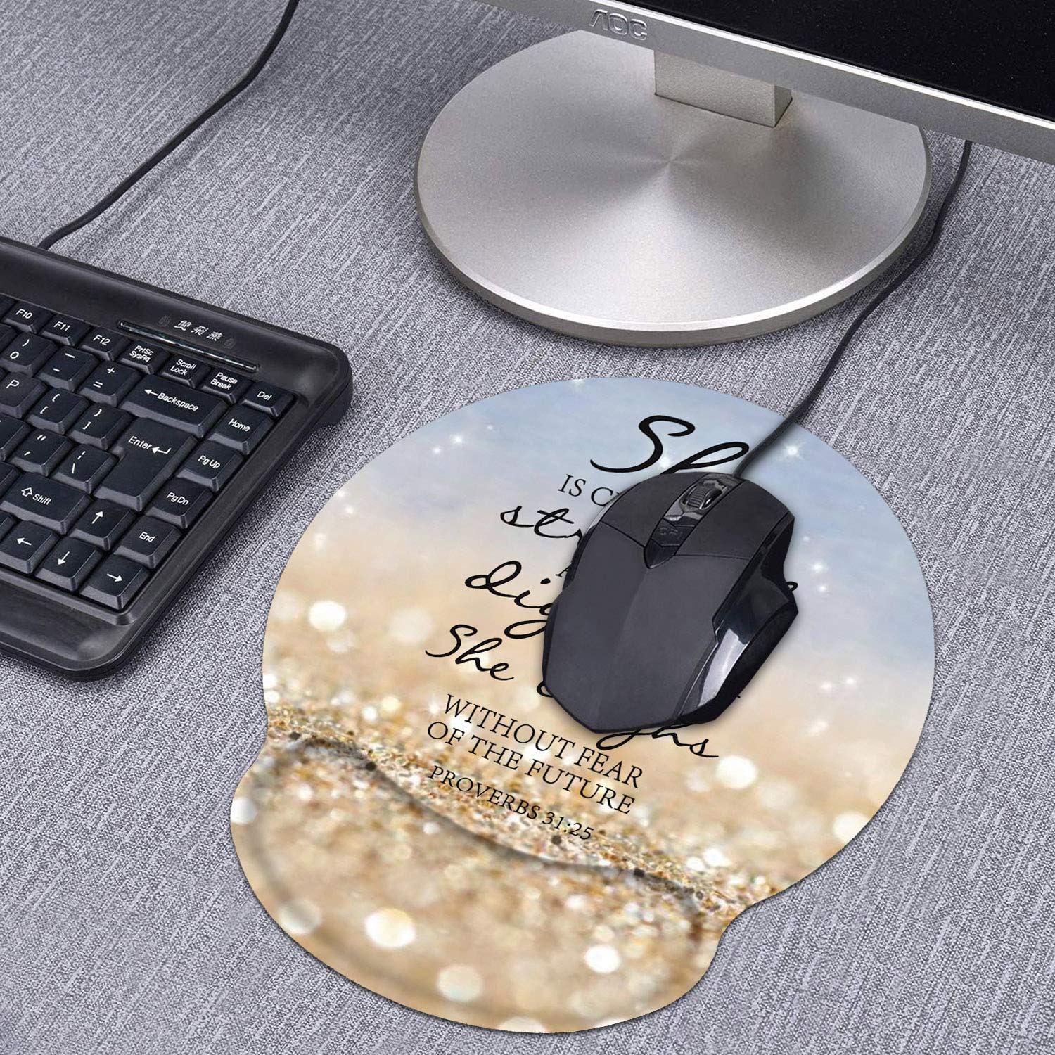 Ergonomic Mouse Pad Wrist Support and Coasters Set, Cute Wrist Pad with Non-Slip PU Base for Home