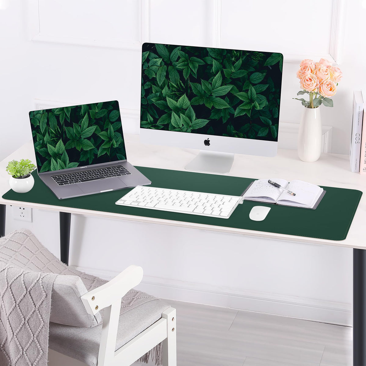 AFIING Cork Desk Mat 47" x 23.6", Dual-Sided Natural Cork & PU Leather Desk Pad, Non-Slip