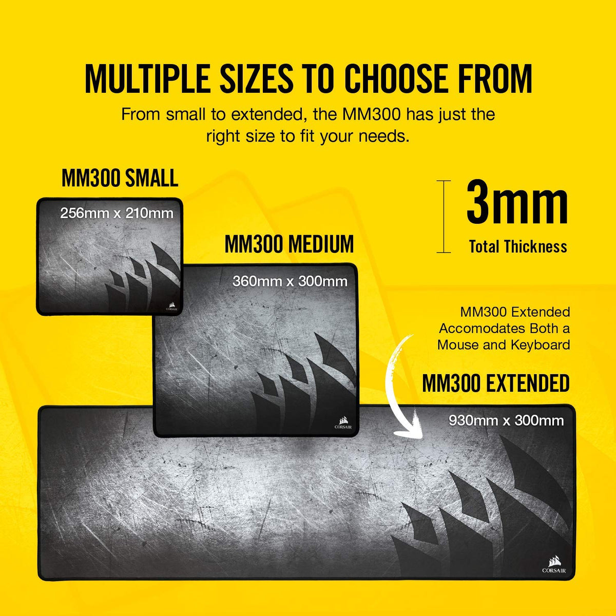 Corsair MM300 - Anti-Fray Cloth Gaming Mouse Pad - High-Performance Mouse Pad Optimized for Gaming