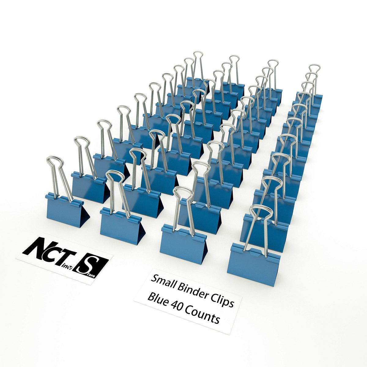 Nctinystore Binder Clips Small Metal Clamp 0.75 inch / 19 mm (Blue, 40-PCS)