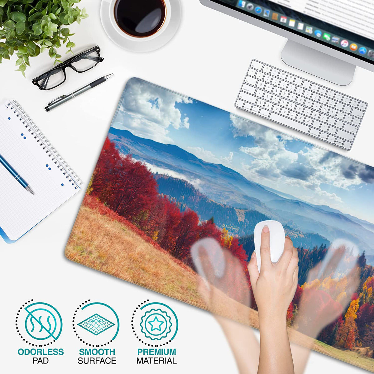 Colorful Autumn Landscape in Mountain Village Gaming Mouse Pad XXL Large Desk Mouse Pad Keyboard