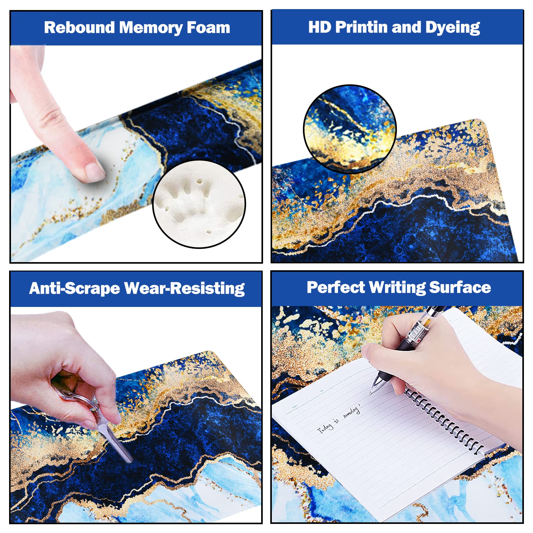 ARTSO Large Gaming Mouse Pad, Keyboard Wrist Rest Pad & Wrist Support Mousepad Set, Stitched Edge