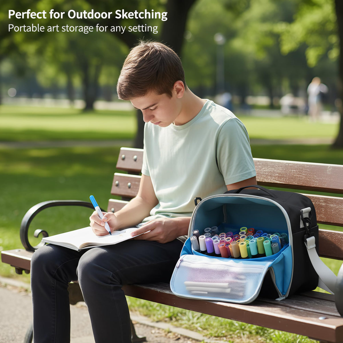 Togood Marker Organizer Bag - Large Storage Crossbody Tote for Marker Pens 130PCS+, Portable Art