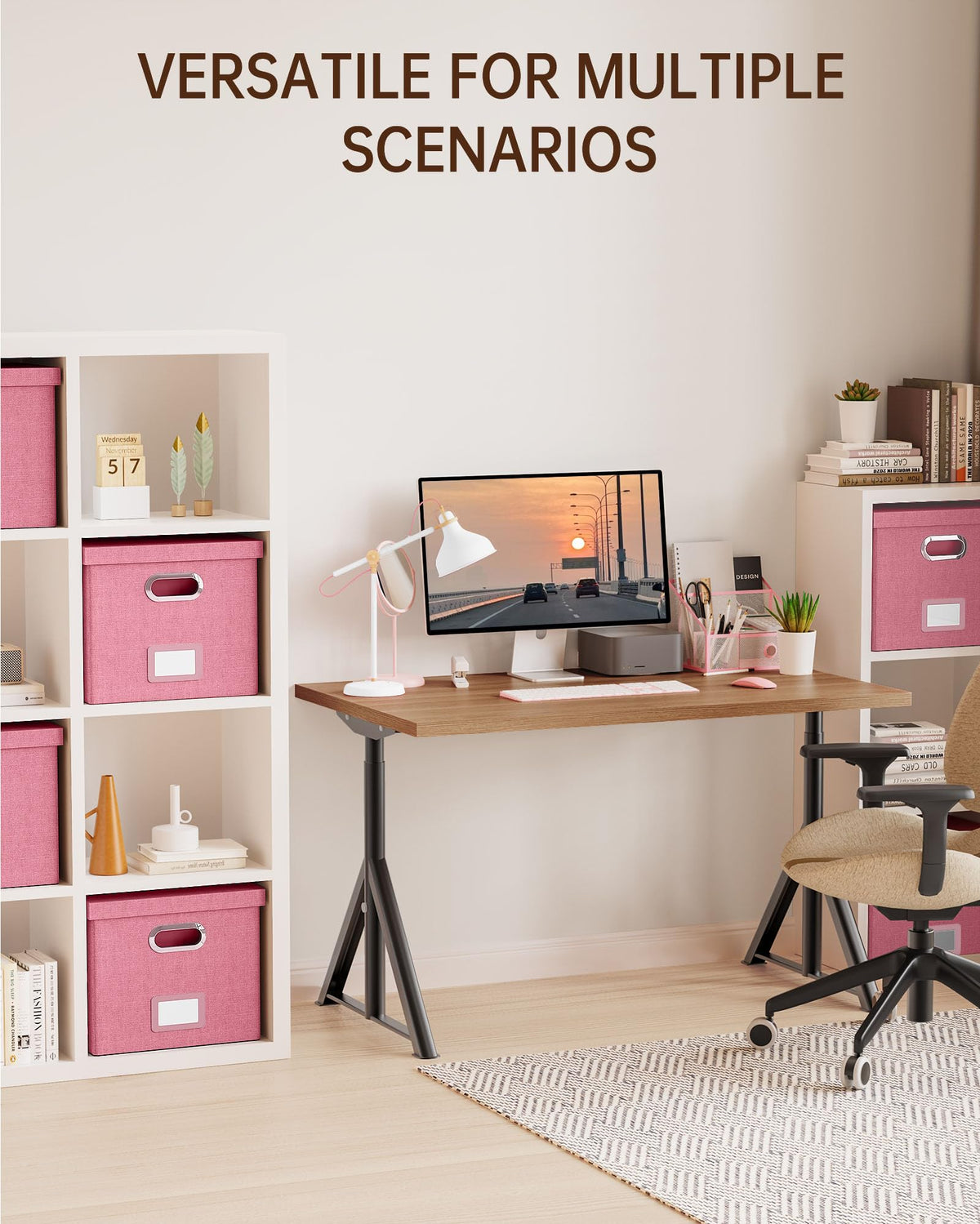 Oterri File Organizer, File Box, File Cabinet for Letter File Folder Storage, Portable Storage Bins