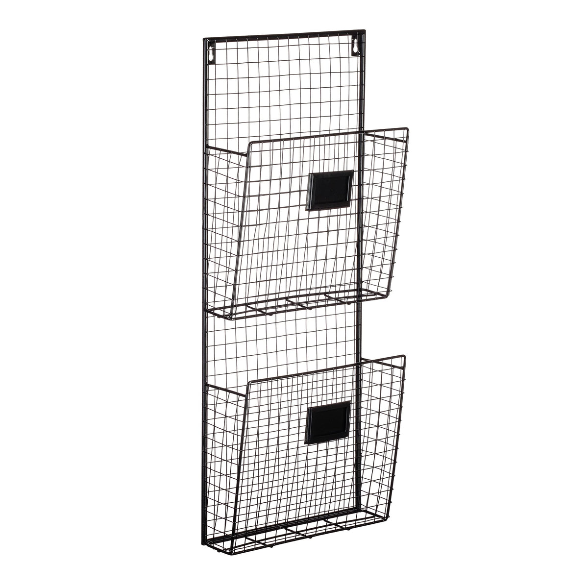 Designstyles Two Tier Wall File Holder – Durable Black Metal Rack with Spacious Slots for Easy