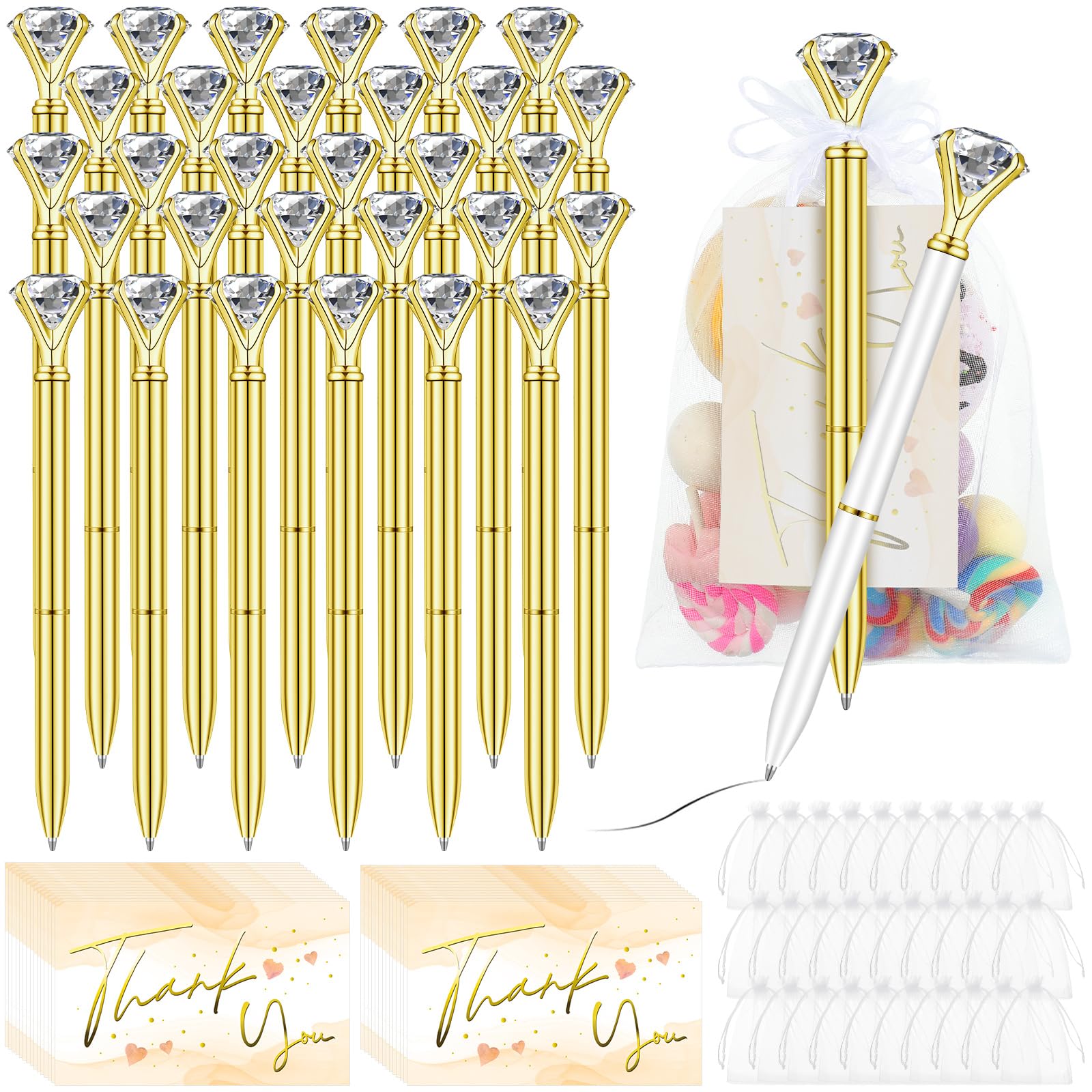 Yeaqee 91 Pcs Bridal Shower Pens Set, Gold, White, Classic Style