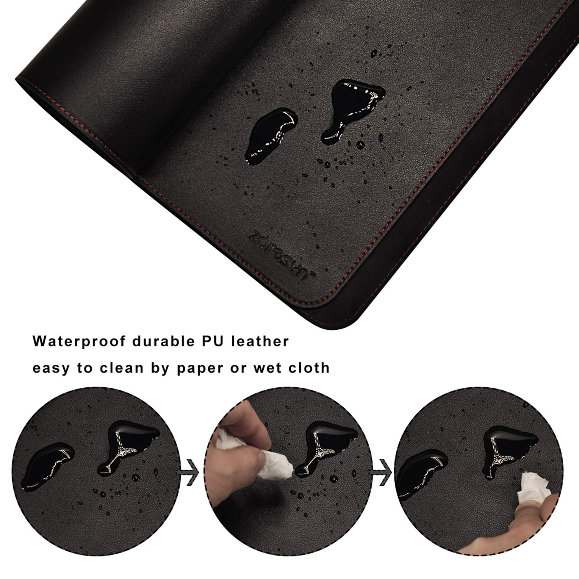 ZORESYN PU Leather Office Desk Mat 78.7x39.4inch Black