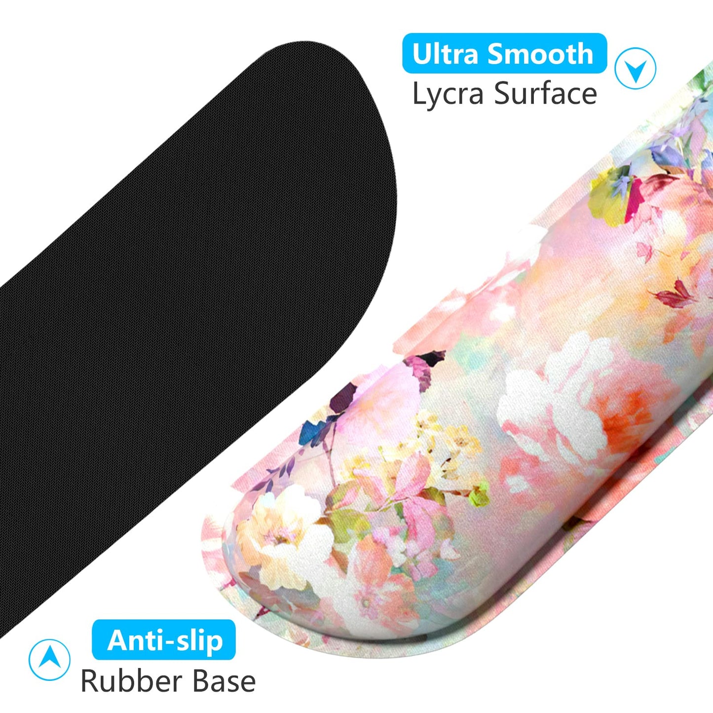 Dapesuom Enlarge Keyboard Wrist Rest, Memory Foam Wrist Cushion for Desk Mats Support, Cute Flower