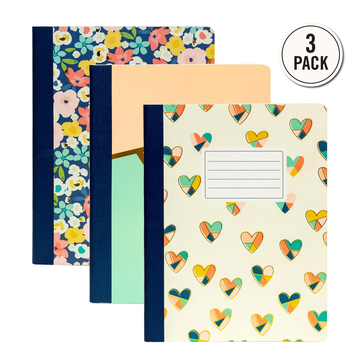 Pukka Pad, Carpe Diem Composition Notebooks - 3 Pack of Journals Featuring 140 Pages of College