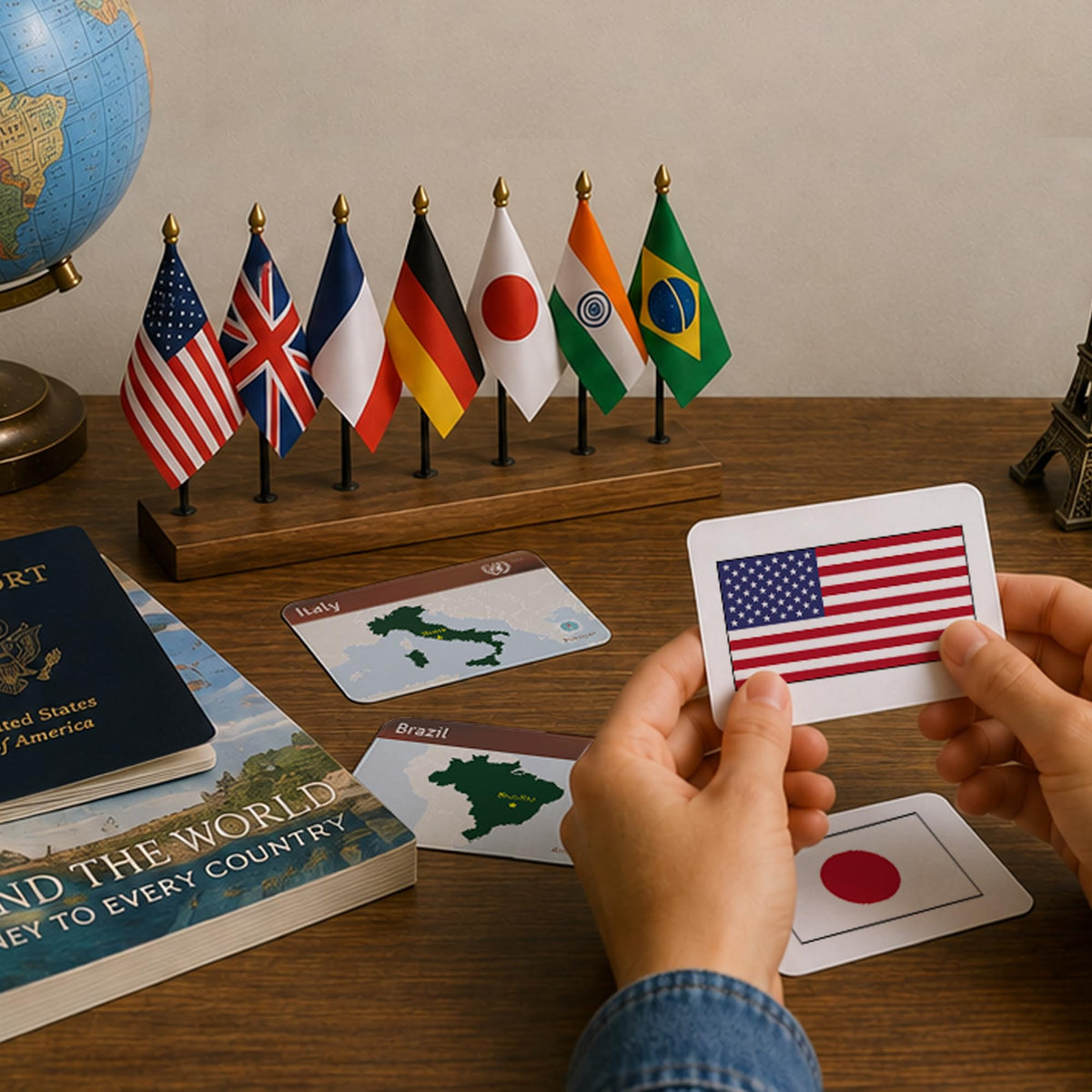 CARDDIA | Collection of Country Flags Educational Flashcards | 242 Flags with Country Names