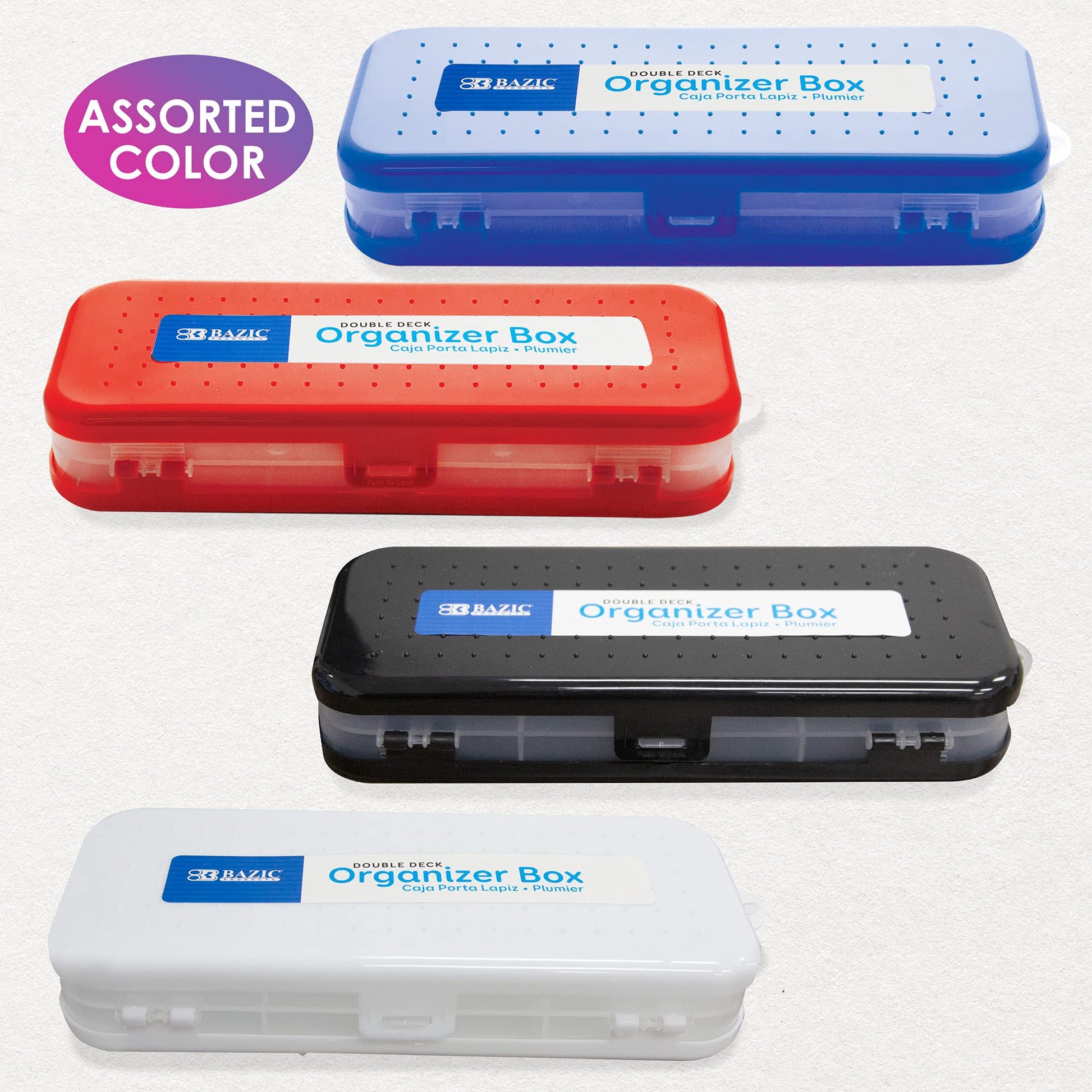 BAZIC PRODUCTS Double-Deck Organizer Box, Classic Color, 4-Set