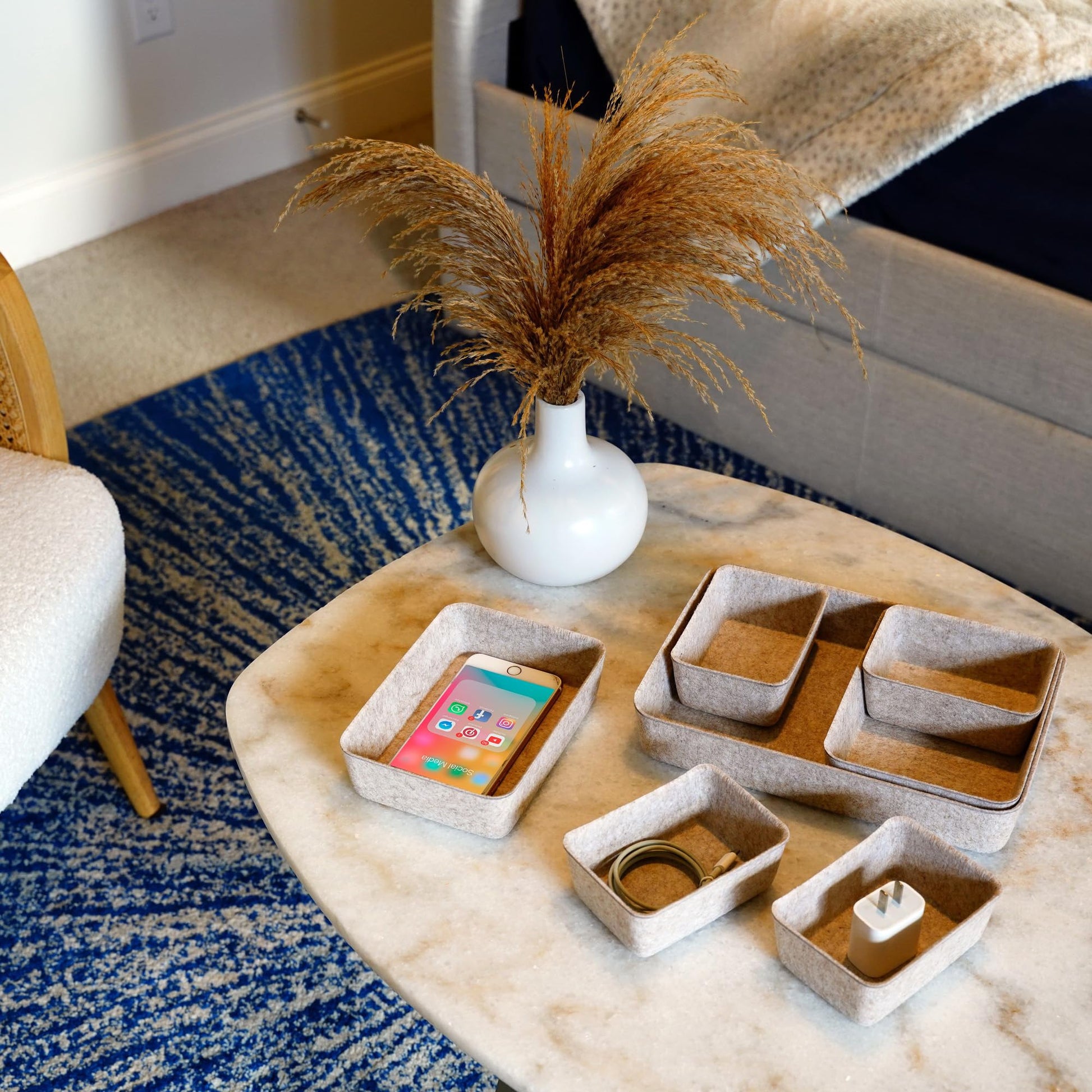 Welaxy Office Drawer organizers felt storage bins Shallow Small Desk trays Draw dividers Nordic