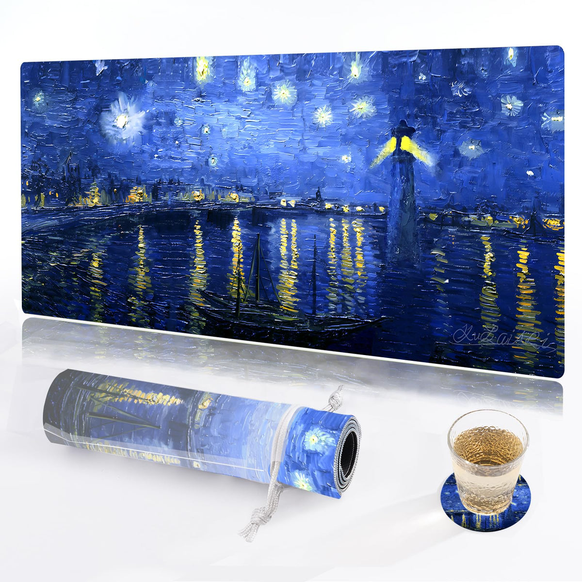 KuZaiALi Art Painting Mouse Pad (Bouns: Coaster+Bag) 31.5x11.8-inch 3mm Thick Large Extended Game