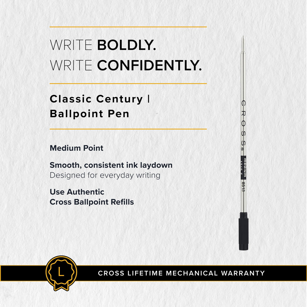 Cross Classic Century Titanium Gray Micro-knurl Ballpoint Pen, Black Ink