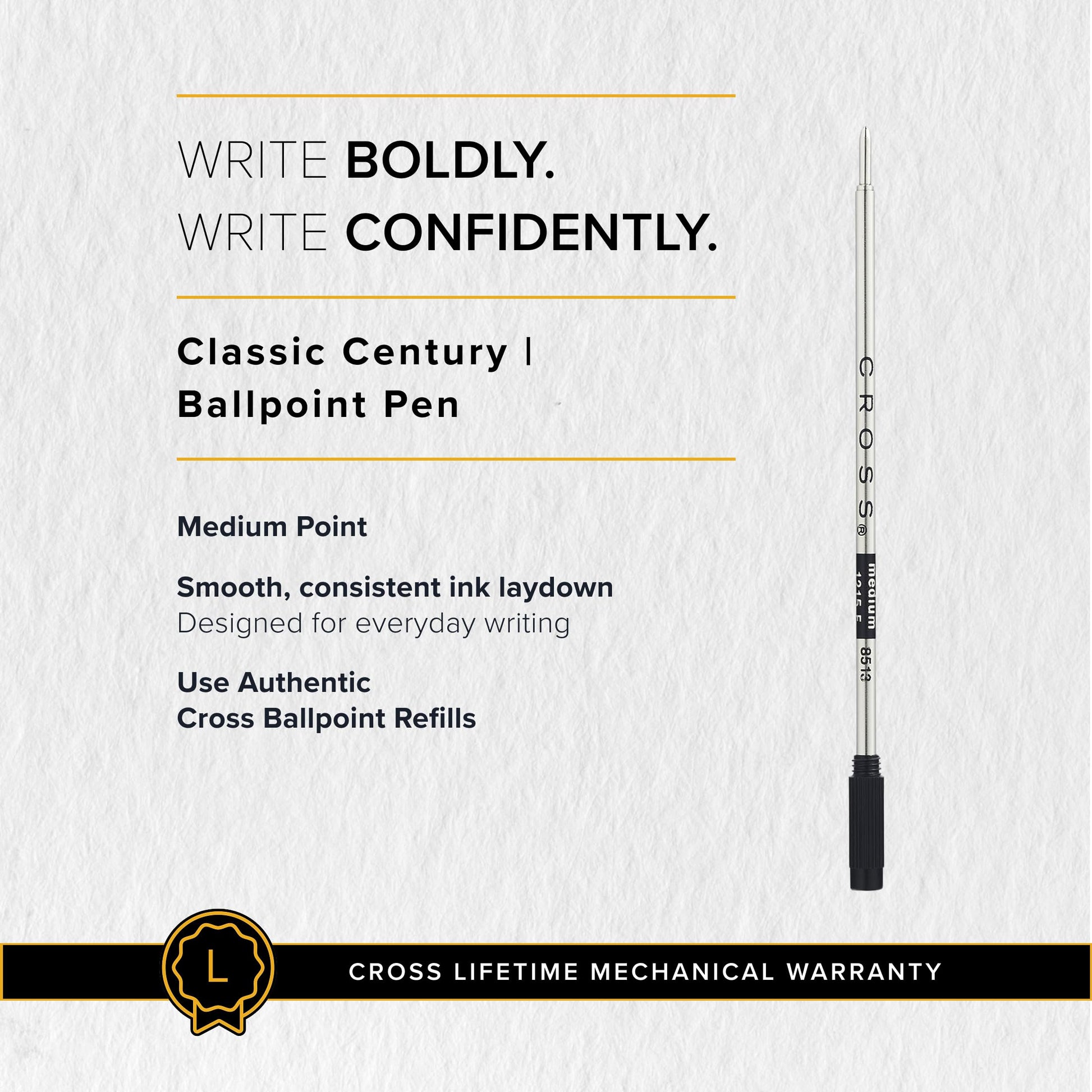 Cross Classic Century Titanium Gray Micro-knurl Ballpoint Pen, Black Ink