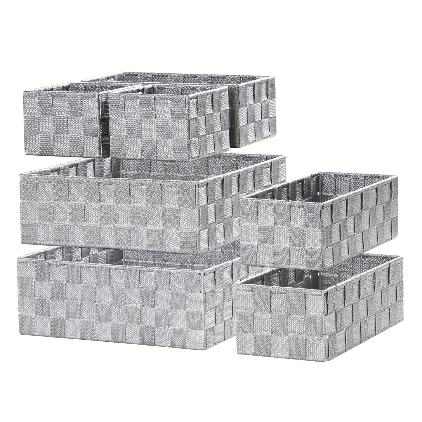 Posprica Small Baskets for Organizing(7 Set) Woven Storage for Shelves, Bathroom, Decorative Closet