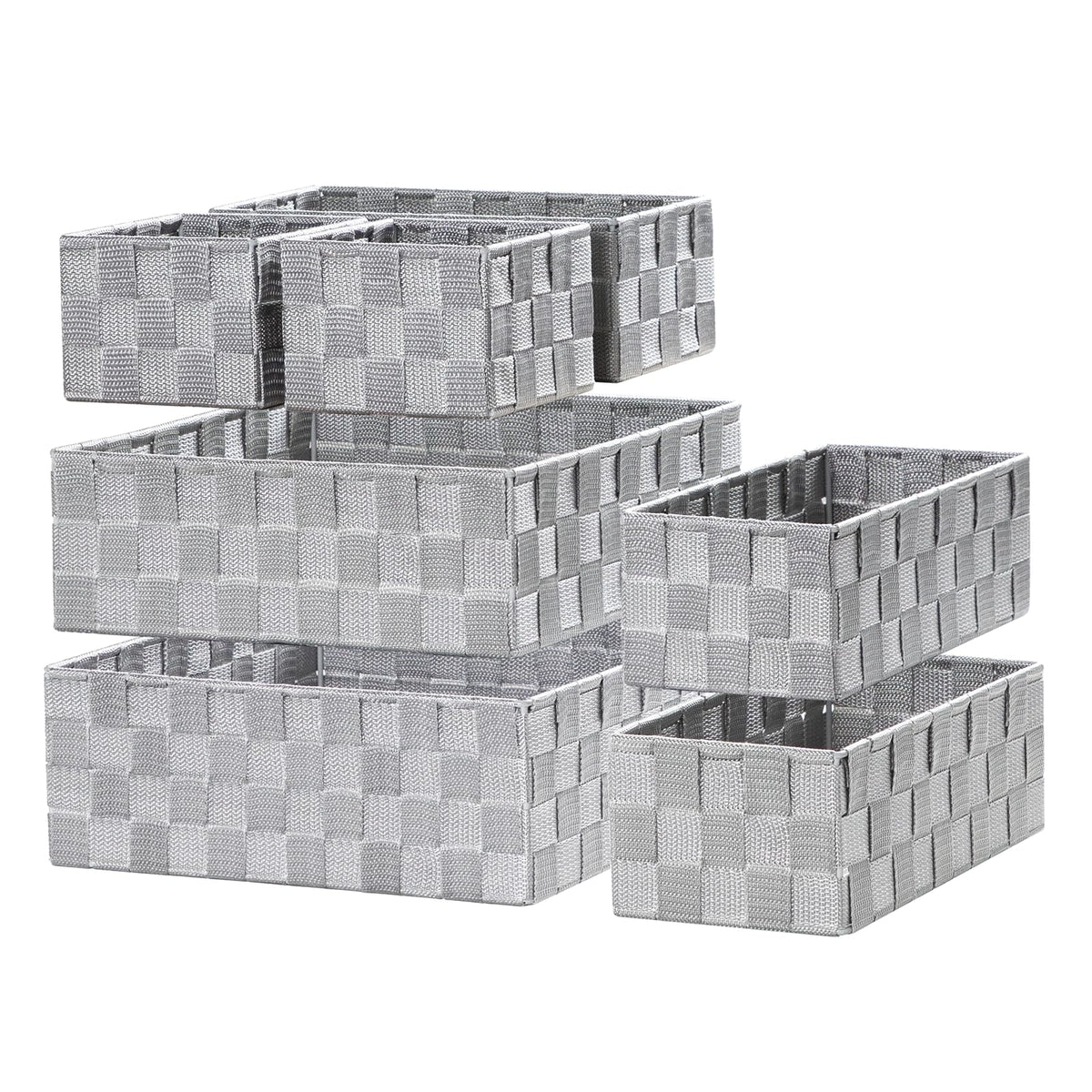 Posprica Small Baskets for Organizing(7 Set) Woven Storage for Shelves, Bathroom, Decorative Closet