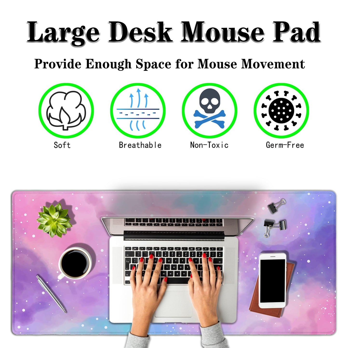 Samgula Gaming Pink Mouse Pad Purple Game Mat Big Mouse Pads Desk Mat for Women Computer Mat Pc