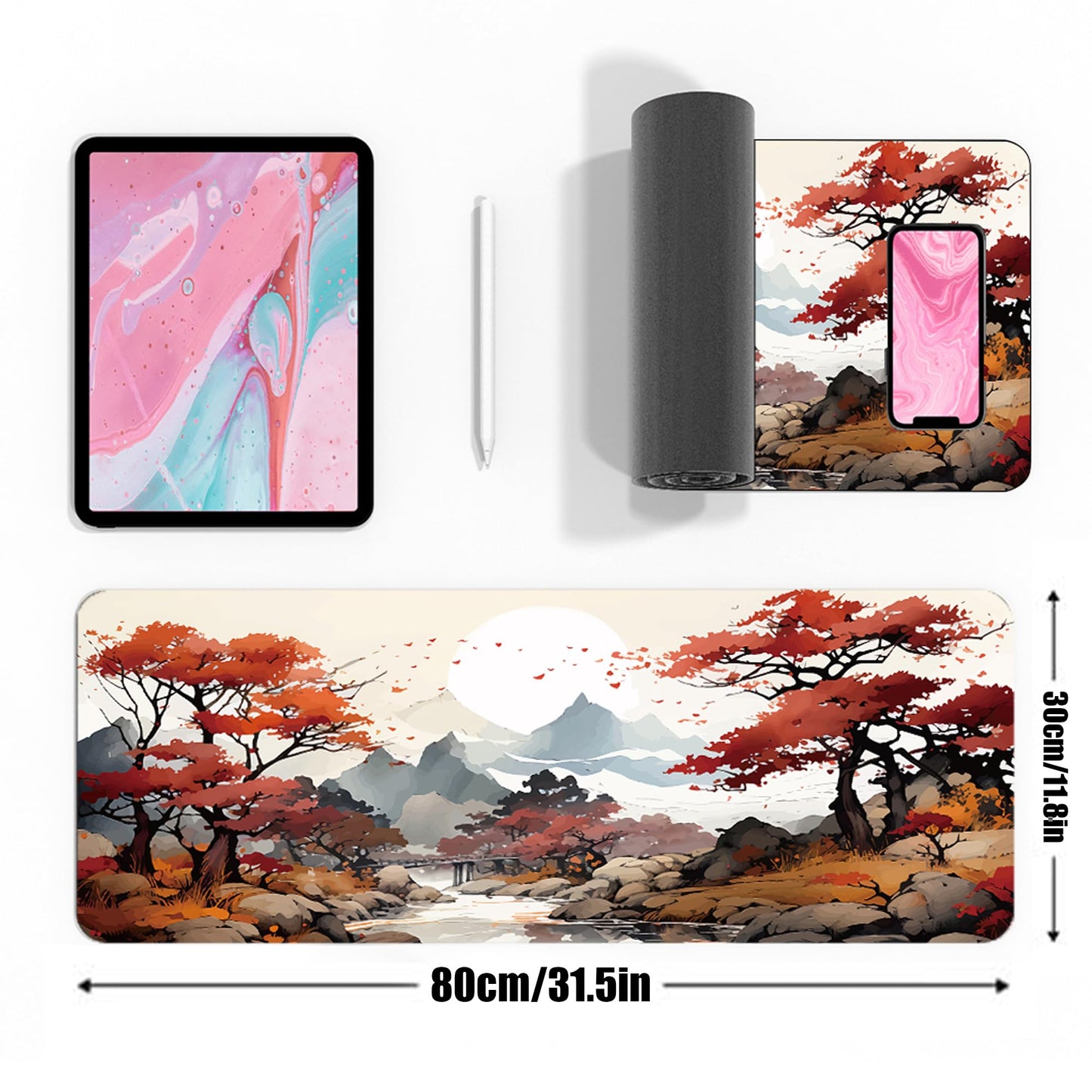 Cherry Blossom XL Mouse Pad,Large Mouse Pad Gaming 31.5 x 11.8 in Mouse Mat Desk Pad,Extended