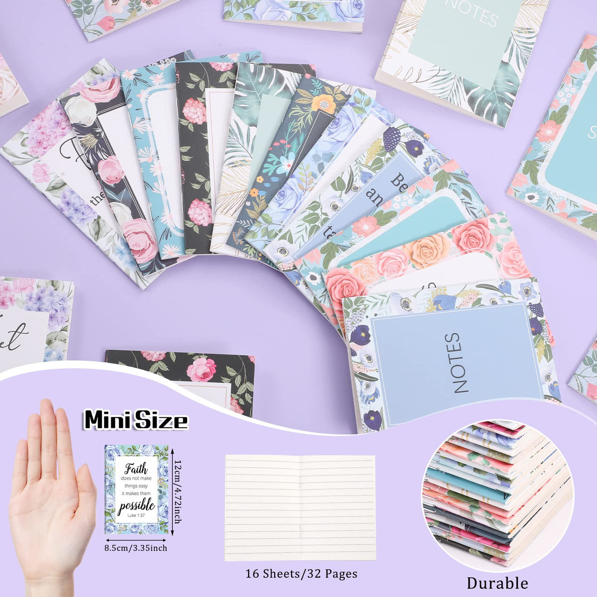 BESARME 24 Pack Bible Verse Pocket Notebooks, Christian Gift for Women