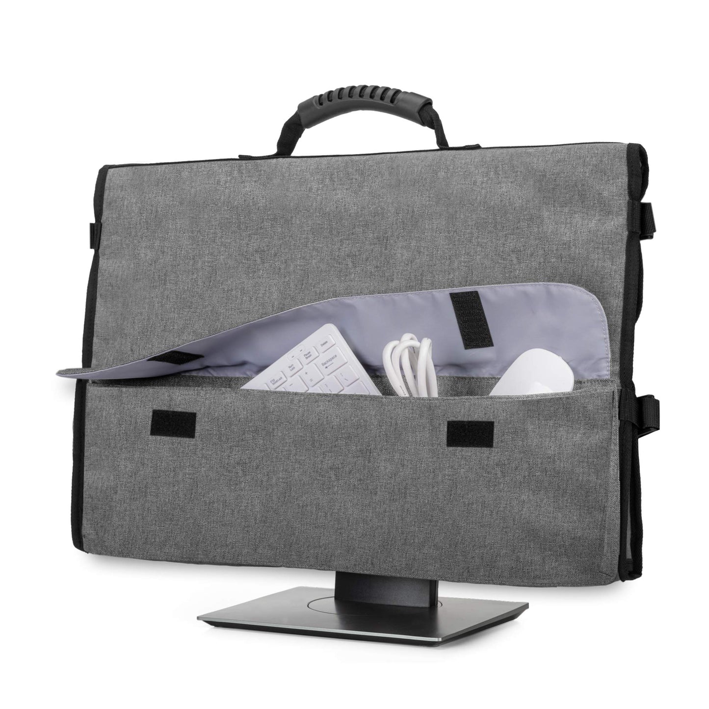 CURMIO 24 Inch Computer Monitor Carrying Case with Rubber Handle, Gray