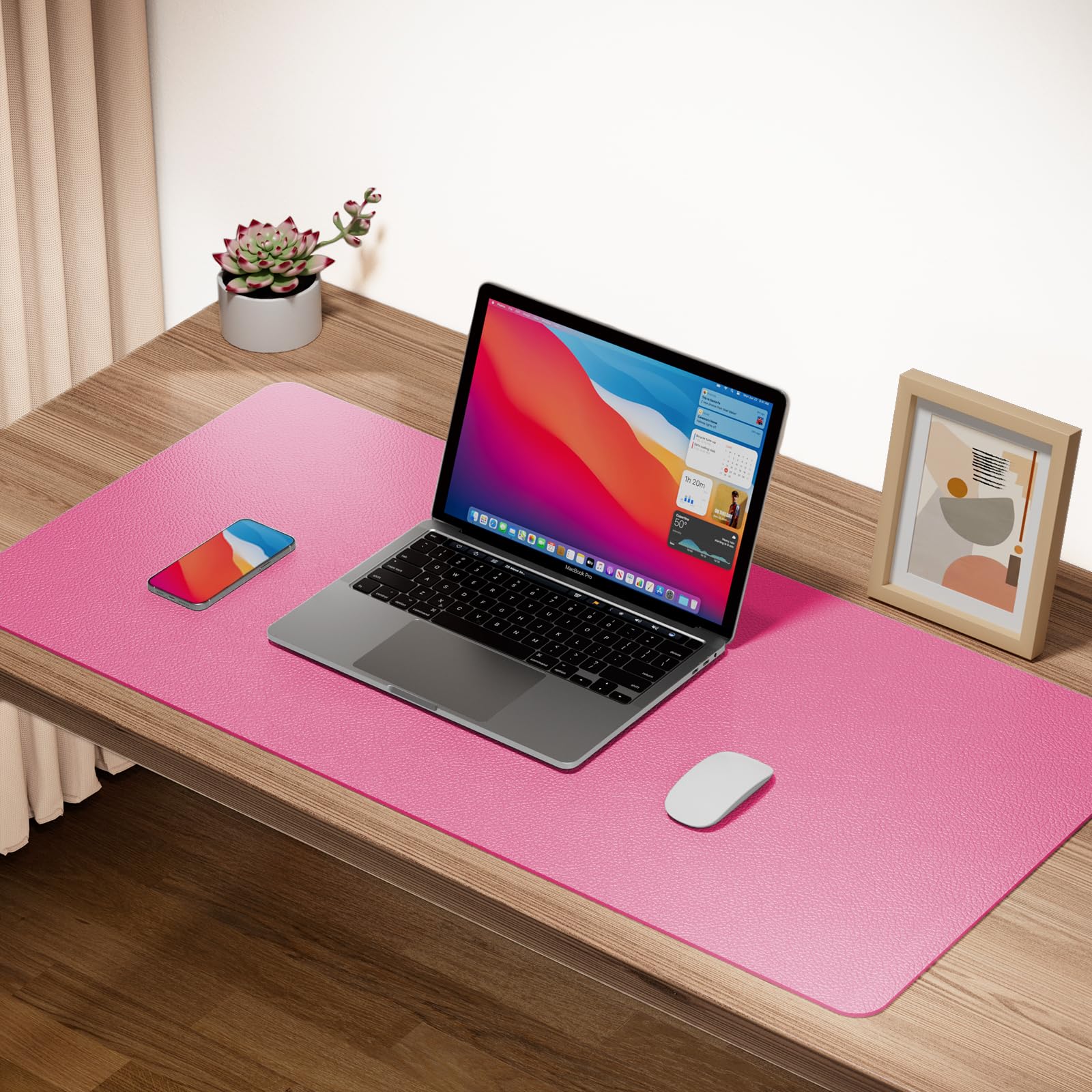 Boutilon Leather Desk Pad Protector,Non-Slip Mouse Pad,Laptop Desk Pad,Office Mouse Mat,Waterproof