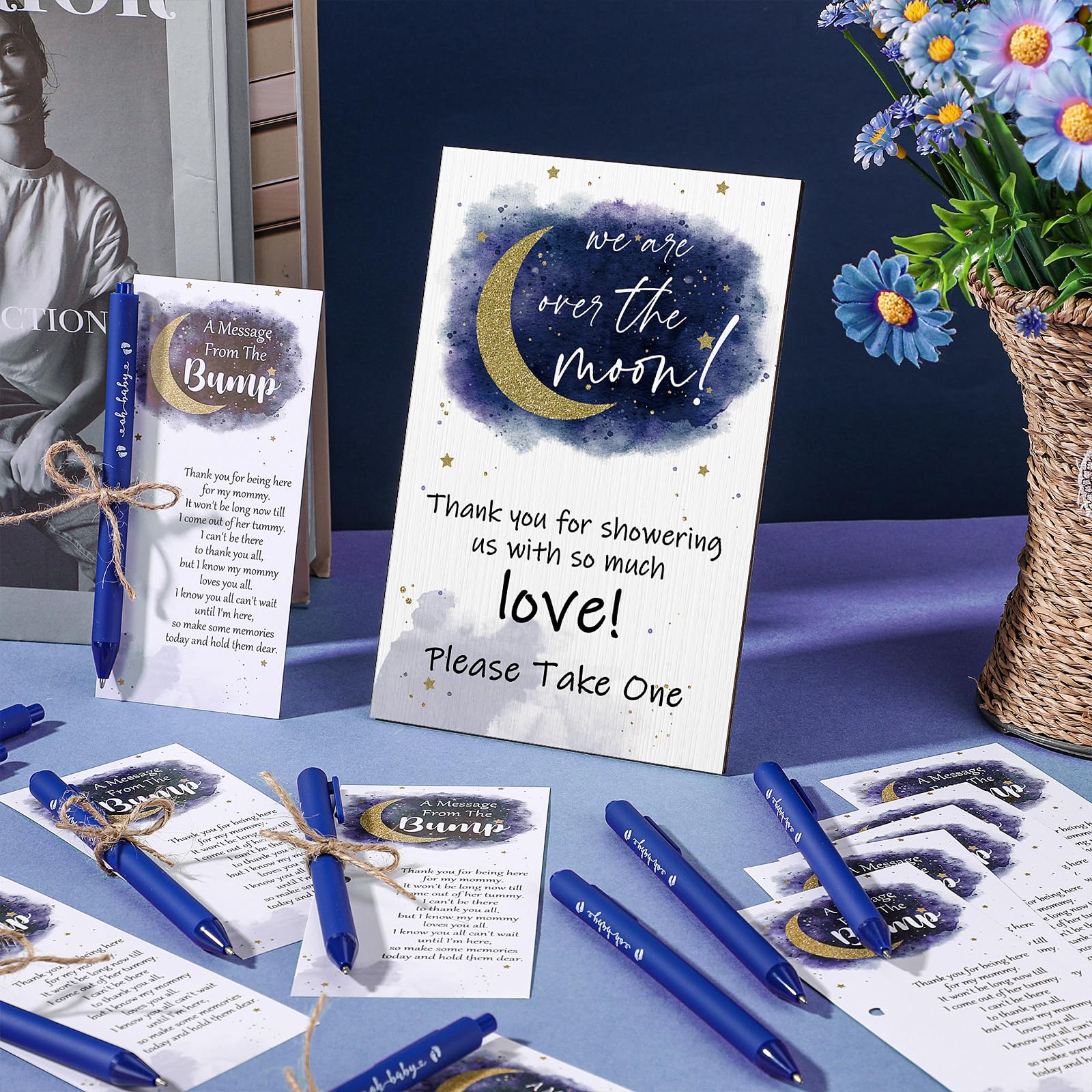 Sintuff 50 Set Baby Shower Party Favors for Guests, Dark Blue