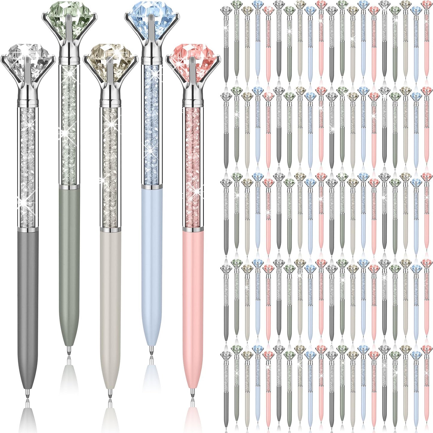 Sherr 100 Pack Crystal Diamond Pens Jewel pen Bulk, Macarons, Glitter
