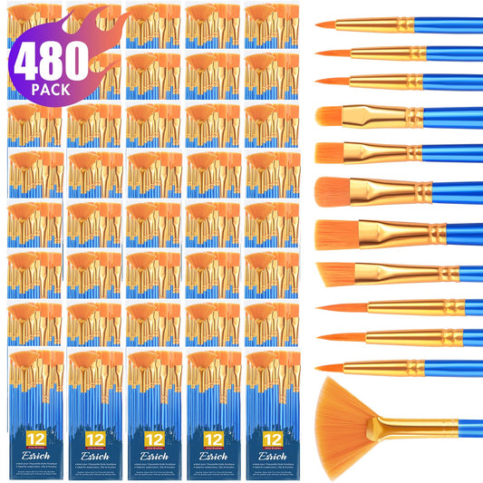ESRICH Paint Brushes, 40Pack 480pcs Paint Brush for Acrylic Painting