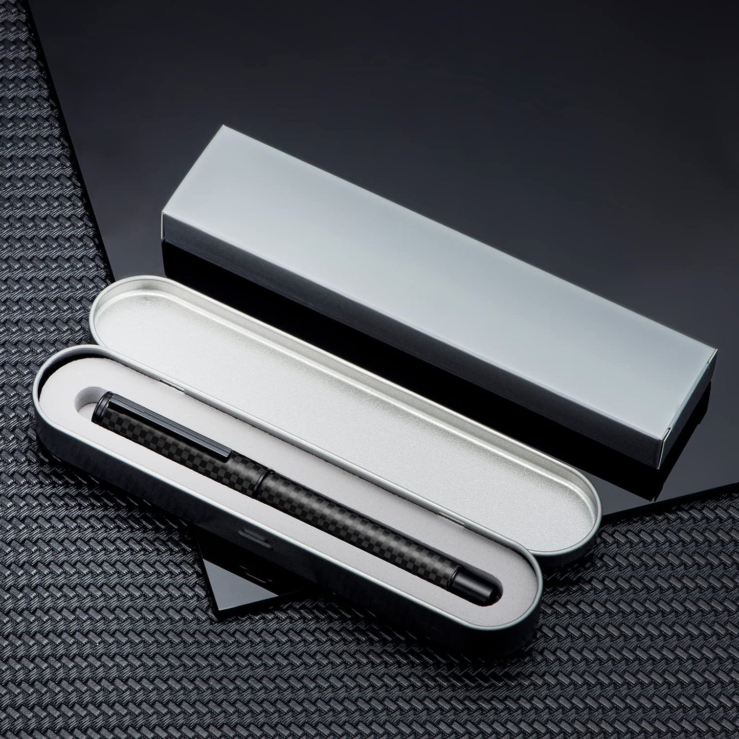Hongdian Black Carbon Fiber Fountain Pen Extra Fine Nib Elegant Design Smooth Writer with