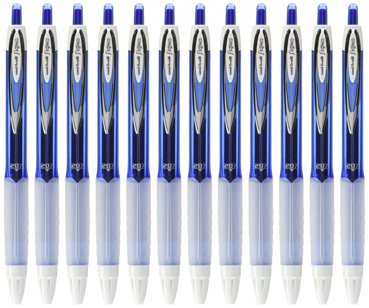 Uniball Signo 207 Gel Pen 12 Pack, 0.7mm Medium Blue Pens, Gel Ink Pens | Office Supplies Sold by