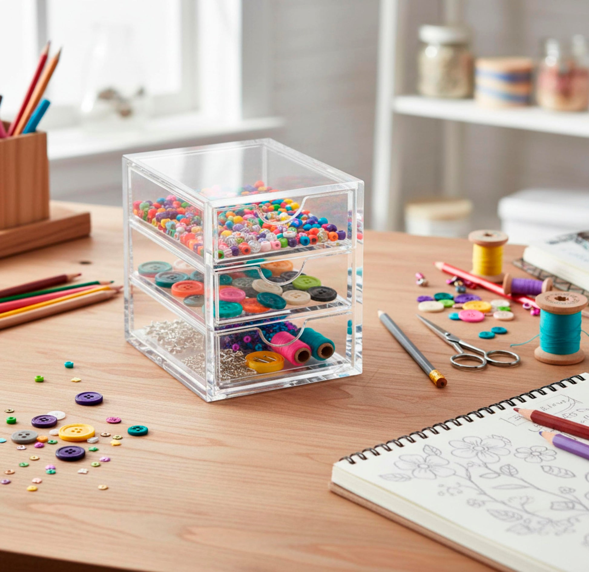 Osco X-Small Clear Acrylic Triple Drawer, (X-Small), A3274