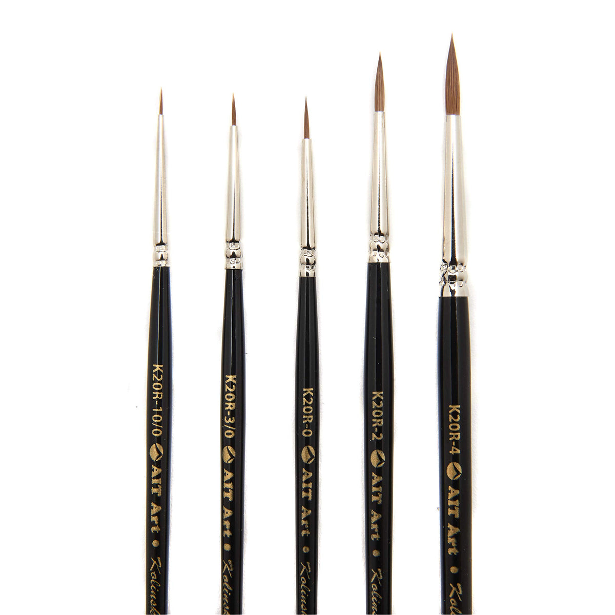 AIT Art Premium Detail Brush Set, 5 Pure Kolinsky Russian Red Sable Paint Brushes, Handmade in USA