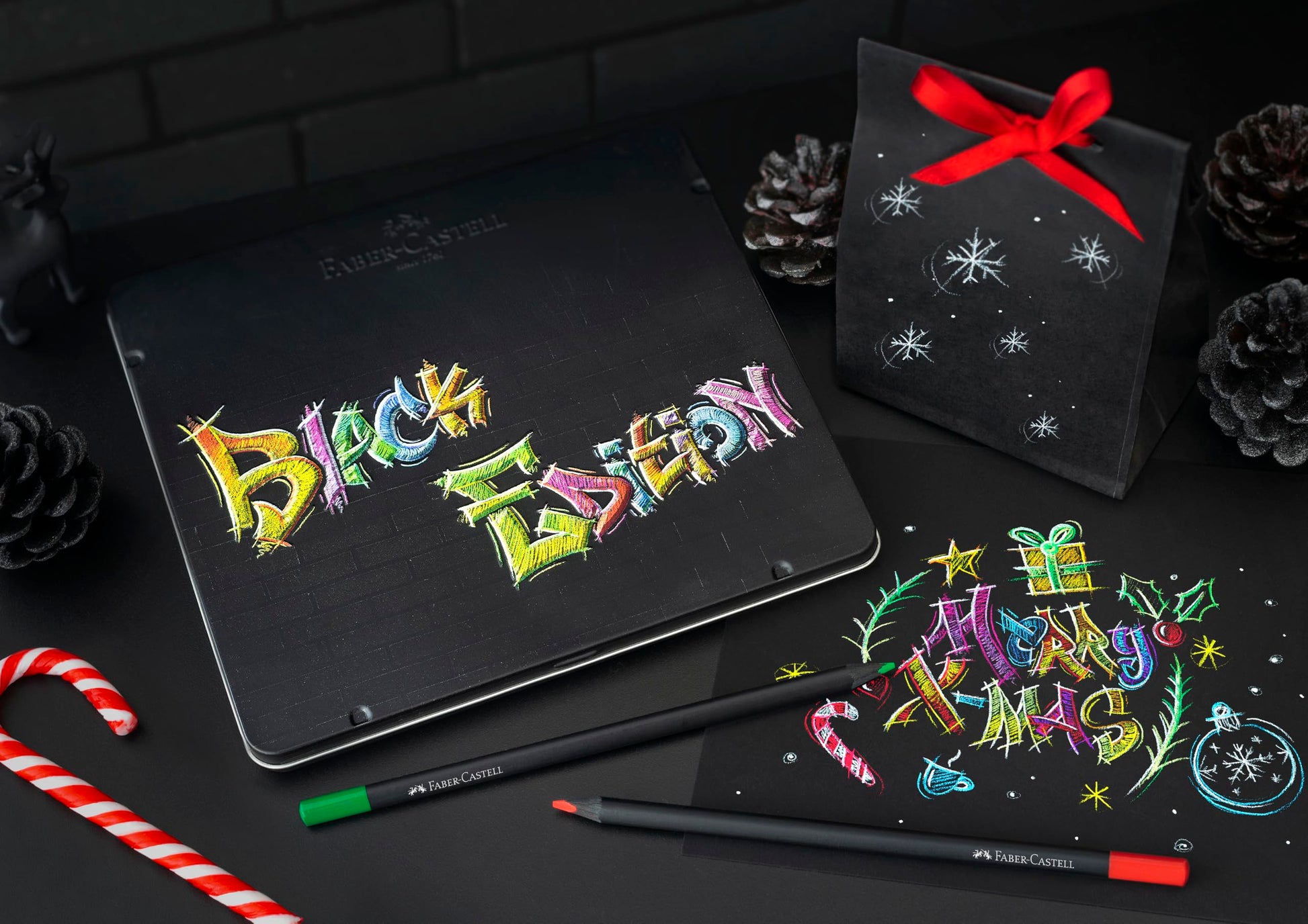 Faber-Castell Colouring Pencils Black Edition, tin of 24 tin of 12
