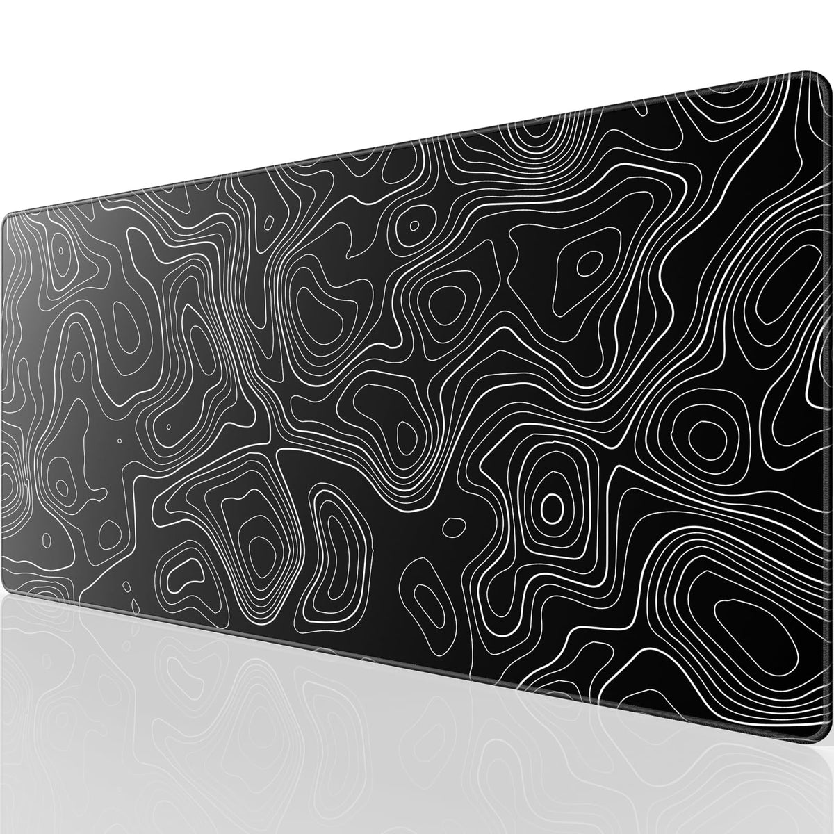 KTRIO Large Gaming Mouse Pad, 31.5 x 15.7 in, Black Topographic, XXL