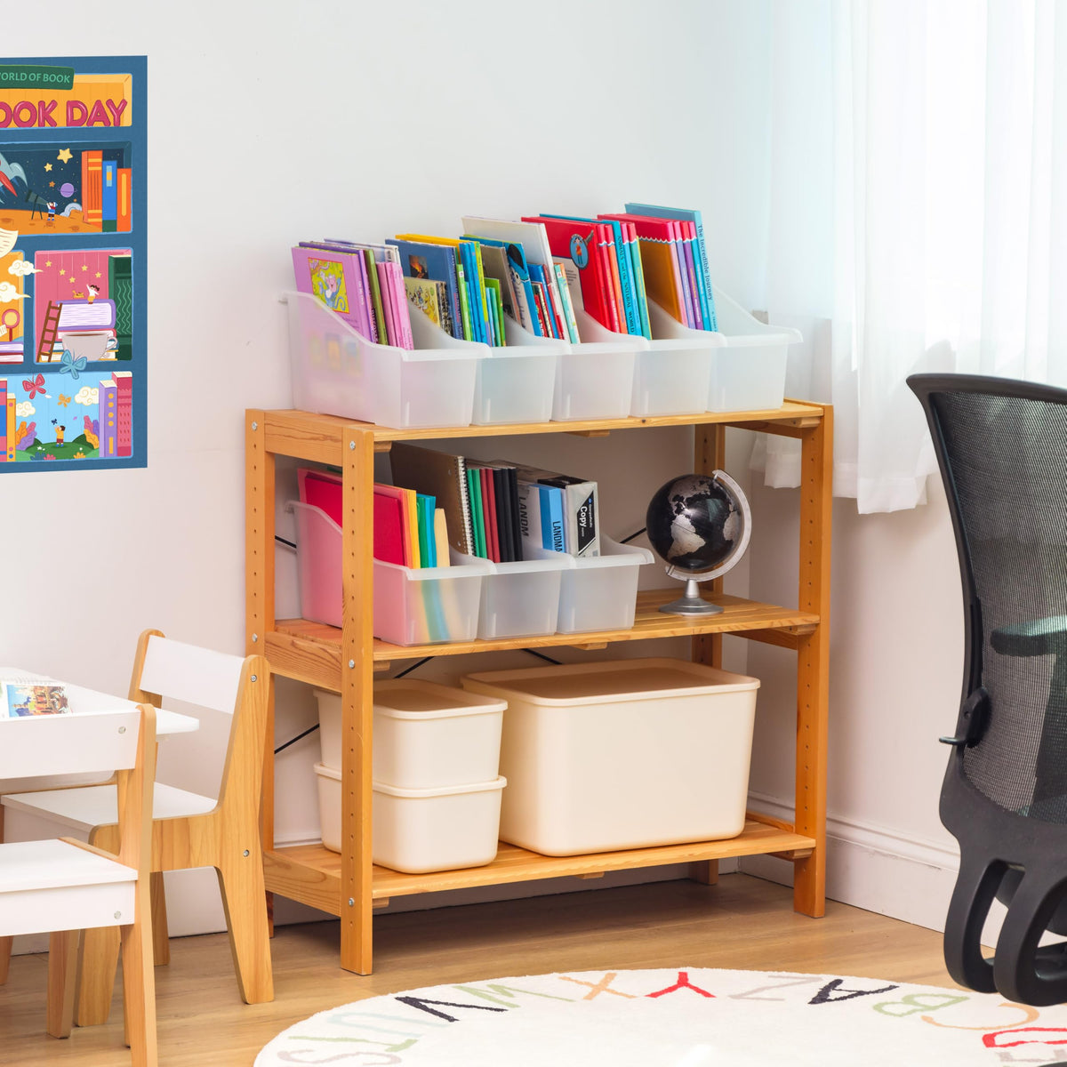 IRIS USA 8-Pack, Connecting Book Bin Organizer Magazine Holder, Clear